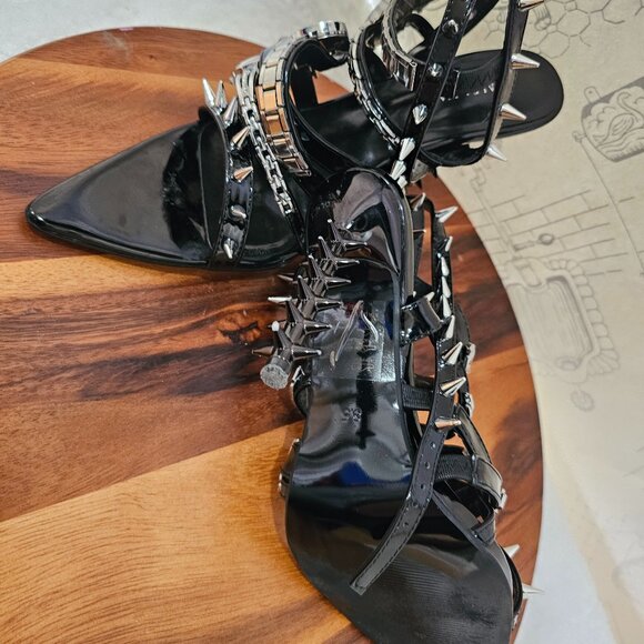 AZALEA WANG Sydondia Black Watch Shoe Stiletto Sandal – Edgy Glamour - Size 8.5 - Picture 14 of 15